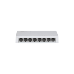 DH-SF1008L (1) Switch DH-SF1008L de Escritorio con 8 puertos Fast Ethernet (10/100 Mbps), diseño compacto de capa 2, con capacidad de switching de 1.6 Gbps y velocidad de reenvío de paquetes de 1.19 Mpps.