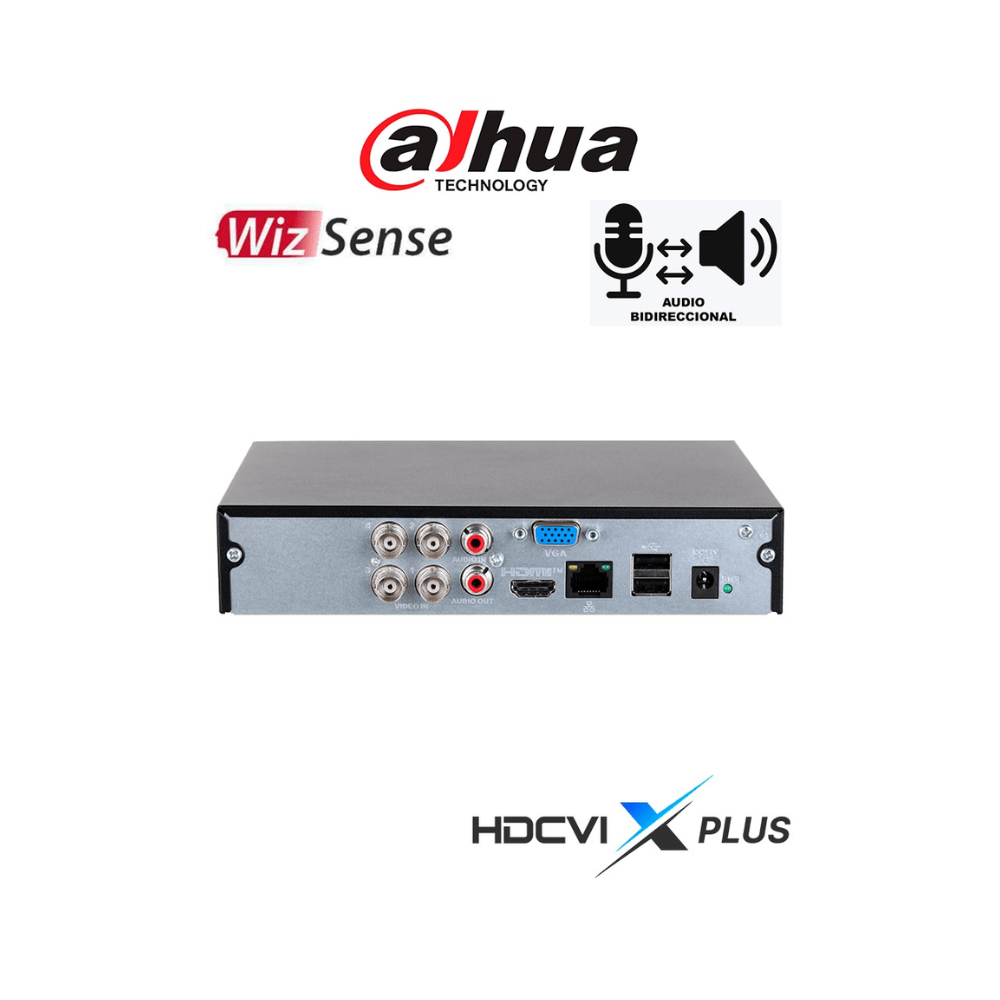 Dahua DH-XVR1B04H-IT (2) DAHUA DH-XVR1B04H-I/T - DVR de 4 canales 5MP Lite WizSense y H.265+