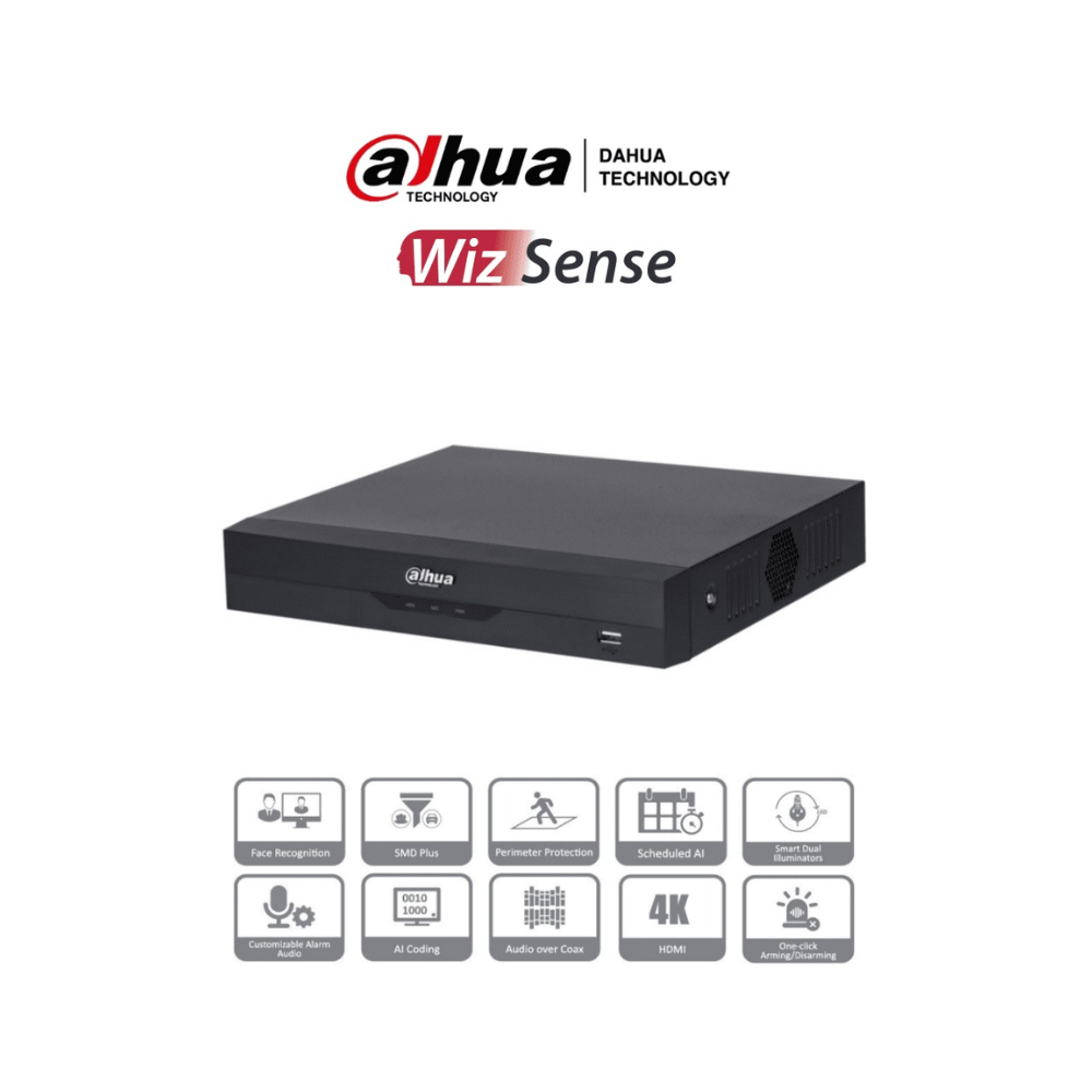Dahua DH-XVR5104HS-4KL-I3 DAHUA XVR5104HS-4KL-I3 - DVR 4k de 4 Canales y 4 IP o hasta 8 IP. Equipado con WizSense, codificación H.265+