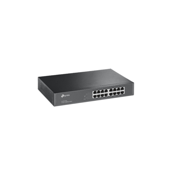 TP-LINK TL-SF1016DS TP-LINK TL-SF1016DS - Switch no administrable con 16 puertos Fast Ethernet, diseñado para montaje en rack o en escritorio.