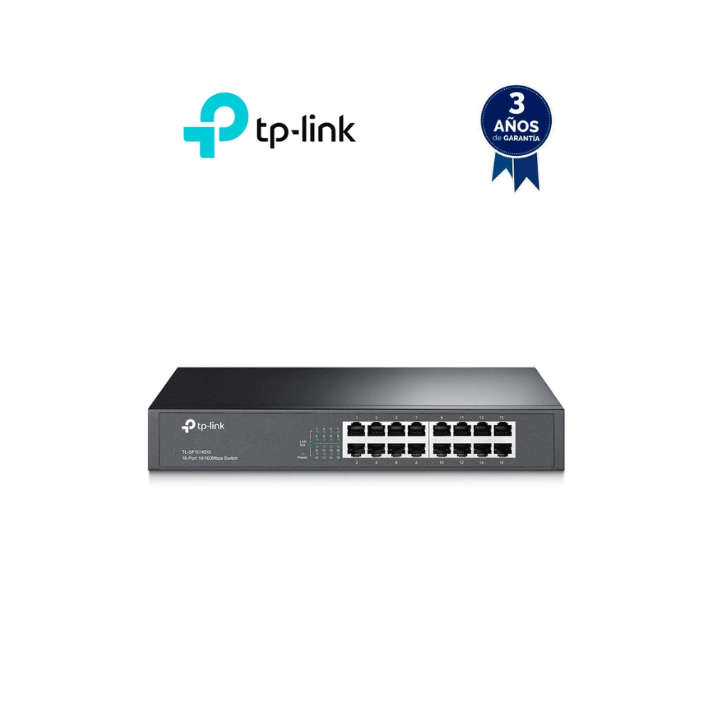 TP-LINK TL-SG1008D (2) TP-LINK TL-SF1016DS - Switch no administrable con 16 puertos Fast Ethernet, diseñado para montaje en rack o en escritorio.