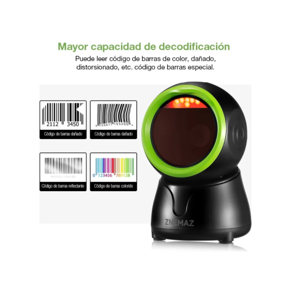 Lector De Código De Barras De Escritorio Znemaz 1d 2d Qr Negro